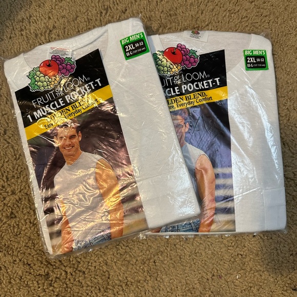 Fruit of the Loom Other - Lot Of 2-Fruit Of The Loom Muscle Pocket TShirt Vintage 2001 Mens 2XL Sleeveless